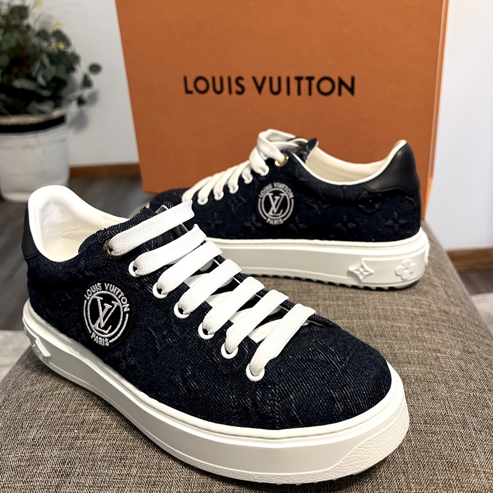 SOLD. LV Time Out Sneaker in Denim *Authentic*